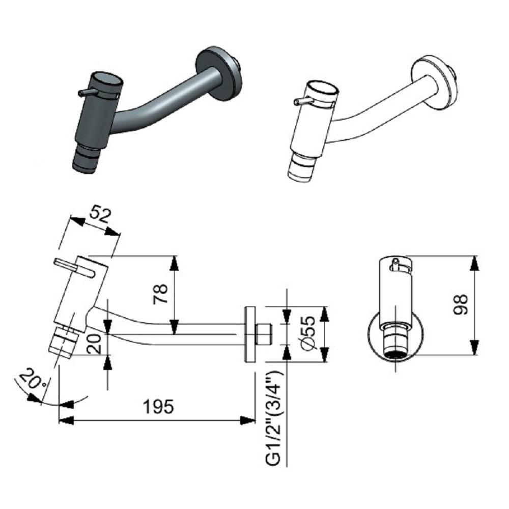 Torneira Cozinha De Parede Celite Basic A.art Cr B5005c7crb - 2