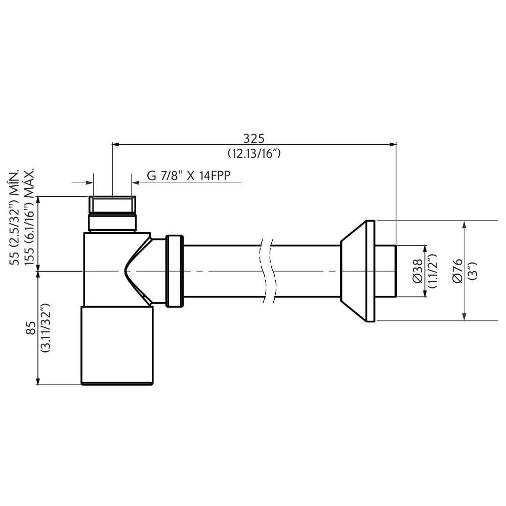 Sifao Para Lavatorio 1x1.1 1/2 Perflex Cromado 11201110 - 6