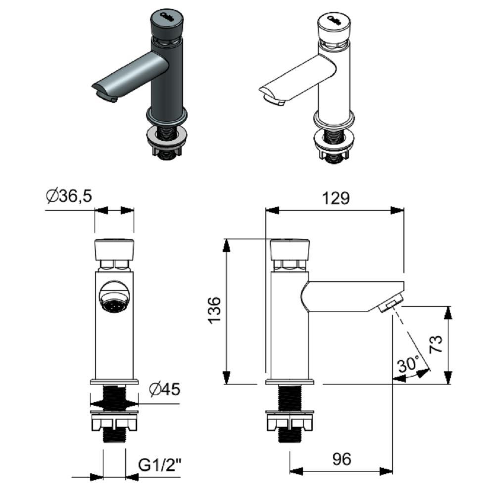 Torneira Lavatorio Celite Ecopress F. Automatico B5000cocrb - 2