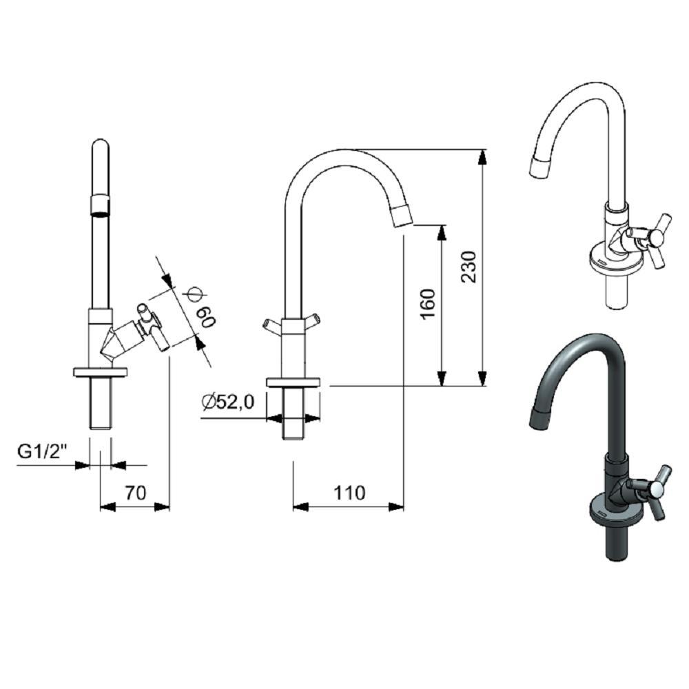 Torneira Lavatorio De Mesa Celite One Bica Alta B5001ckcr3 - 2