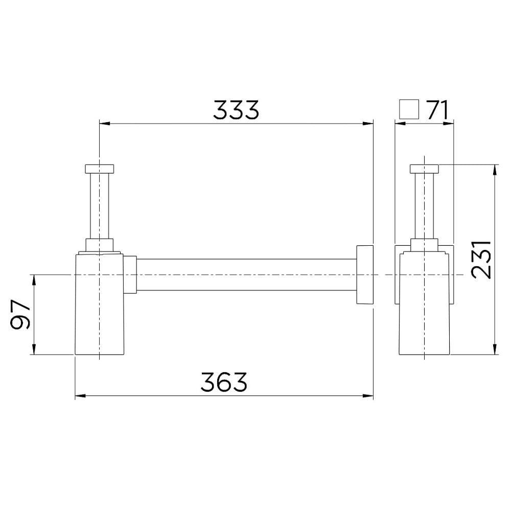 Sifão Lavatorio 7/8, 1.1/2 Docol Square Ouro Polido 00636043 - 2