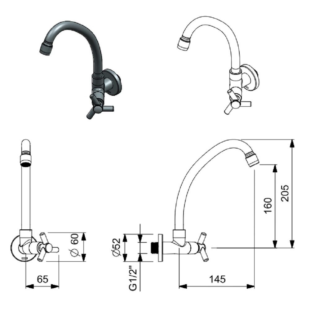 Torneira Cozinha De Parede Celite One Cromada B5008ckcr3 - 3