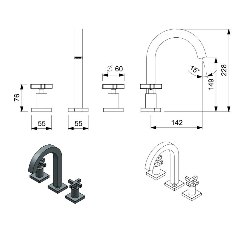 Torneira Misturador Lavatorio Celite Lotus 3f Cr B5000cacrb - 2