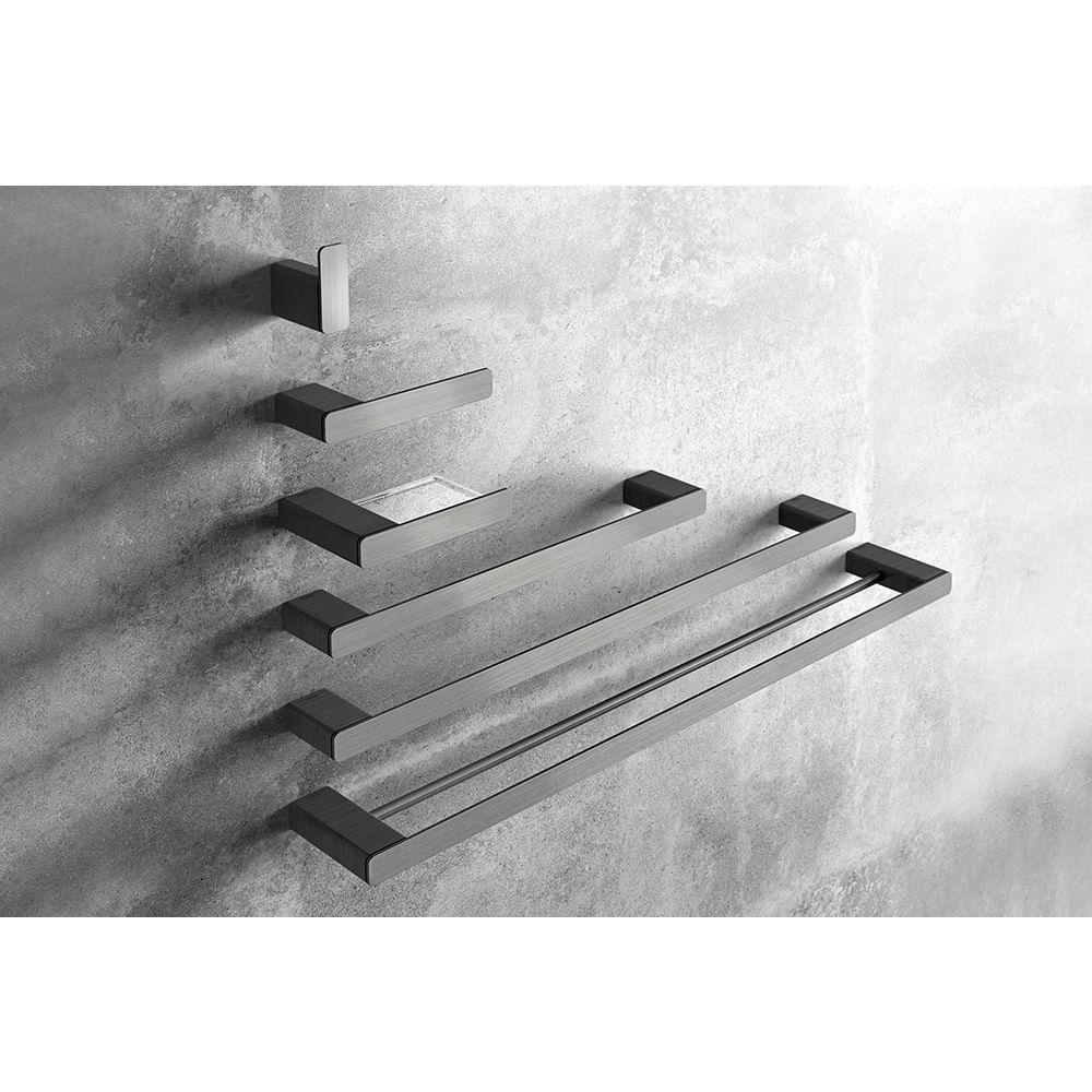 Porta Toalha Rosto 30cm Docol Flat Grafite Escovado 01013670 - 2