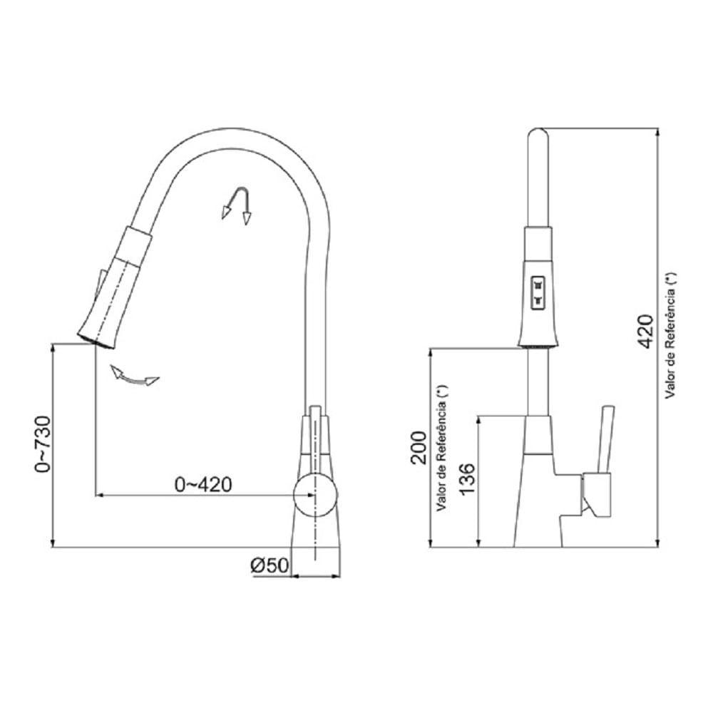 Torneira Monocomando Cozinha Lorenzetti Flex Black 7048554 - 4
