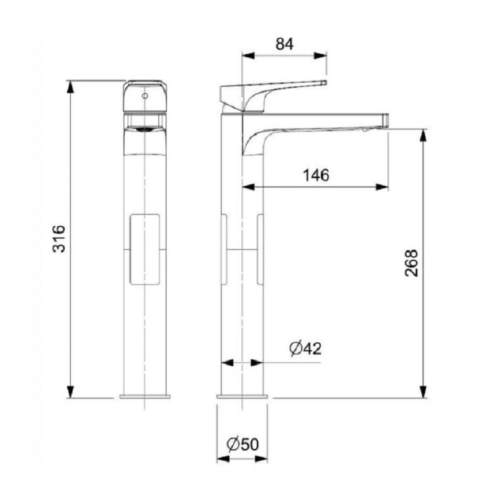 Torneira Mono. Lavatório Bica Alta Celite Noronha B5003cucr0 - 2