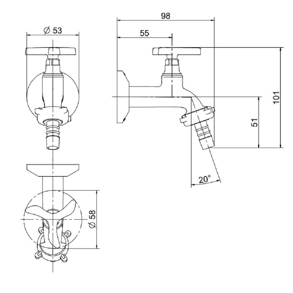 Torneira Para Jardim Parede Docol Nova Pertutti Cr 00903706 - 2