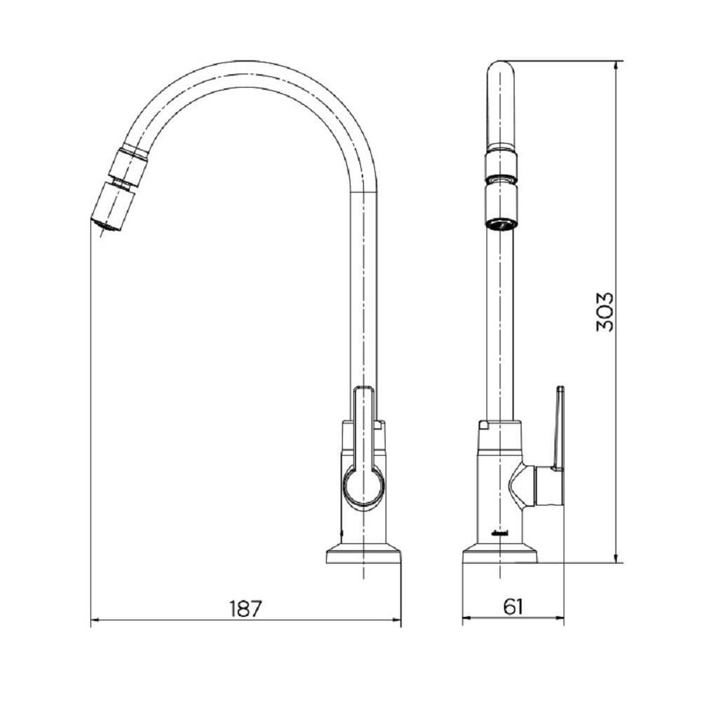 Torneira Para Cozinha De Mesa Bica Alta Docol Gali Cr 801306 - 7