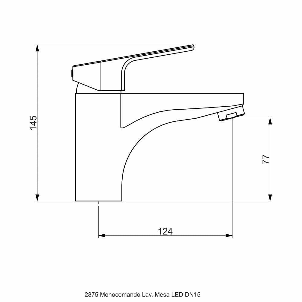 Torneira Monocomando Lavatório Perflex Led Pt Fosco 10752824 - 2