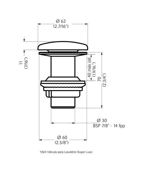 Valvula Lavatorio Perflex Super Luxo Preto Fosco 11301824 - 4