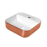 Cuba De Apoio Lexxa Com Mesa Rose Gold Branco 39x39 Lx423rgw - 1