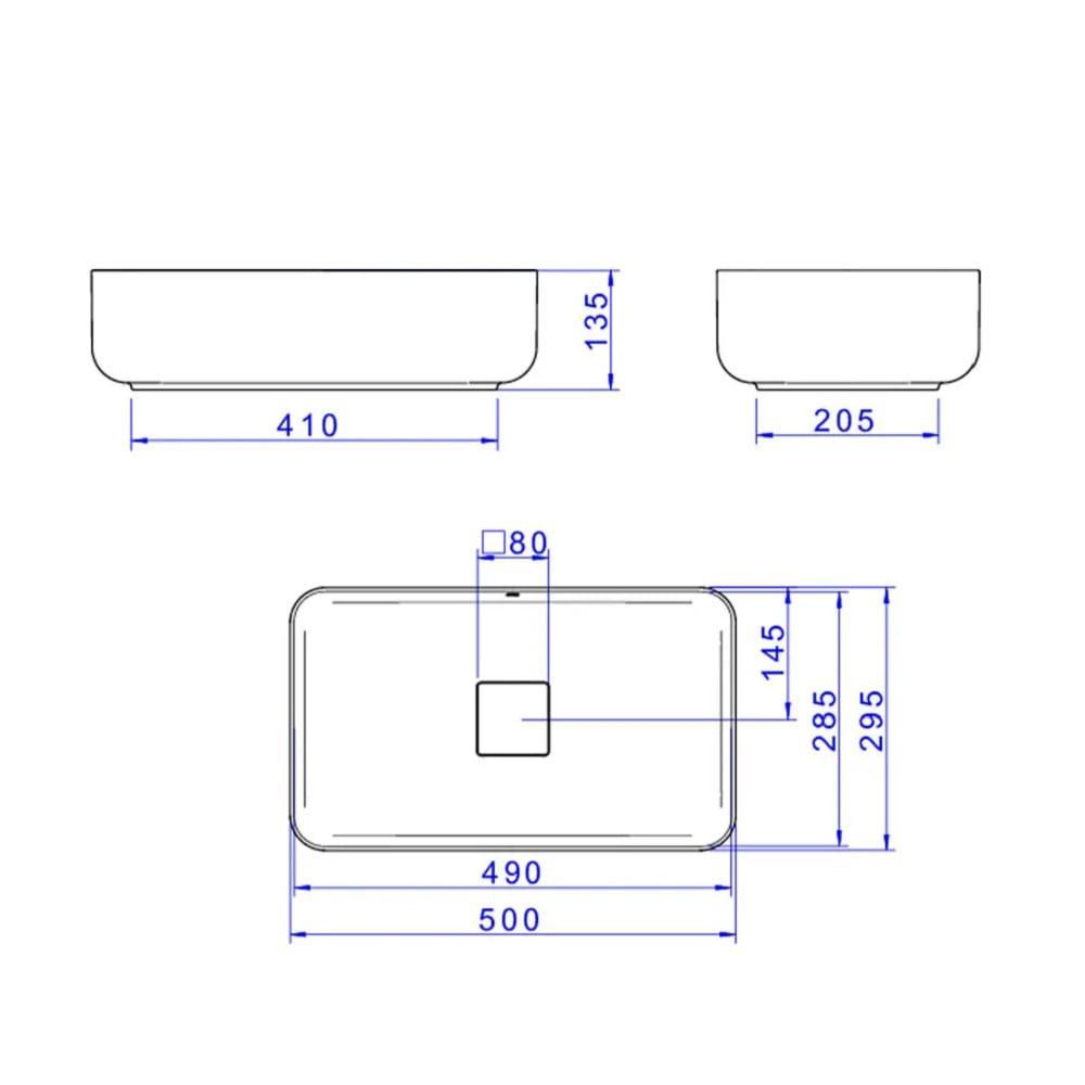 Cuba Apoio 50cm Retangular Deca Slim Ebano Fosco L.13050.94 - 9