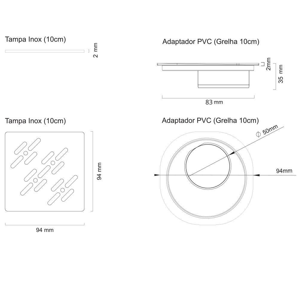 Grelha Para Caixa Sifonada Novii 10cm Inox Ralo Linear 4021 - 3