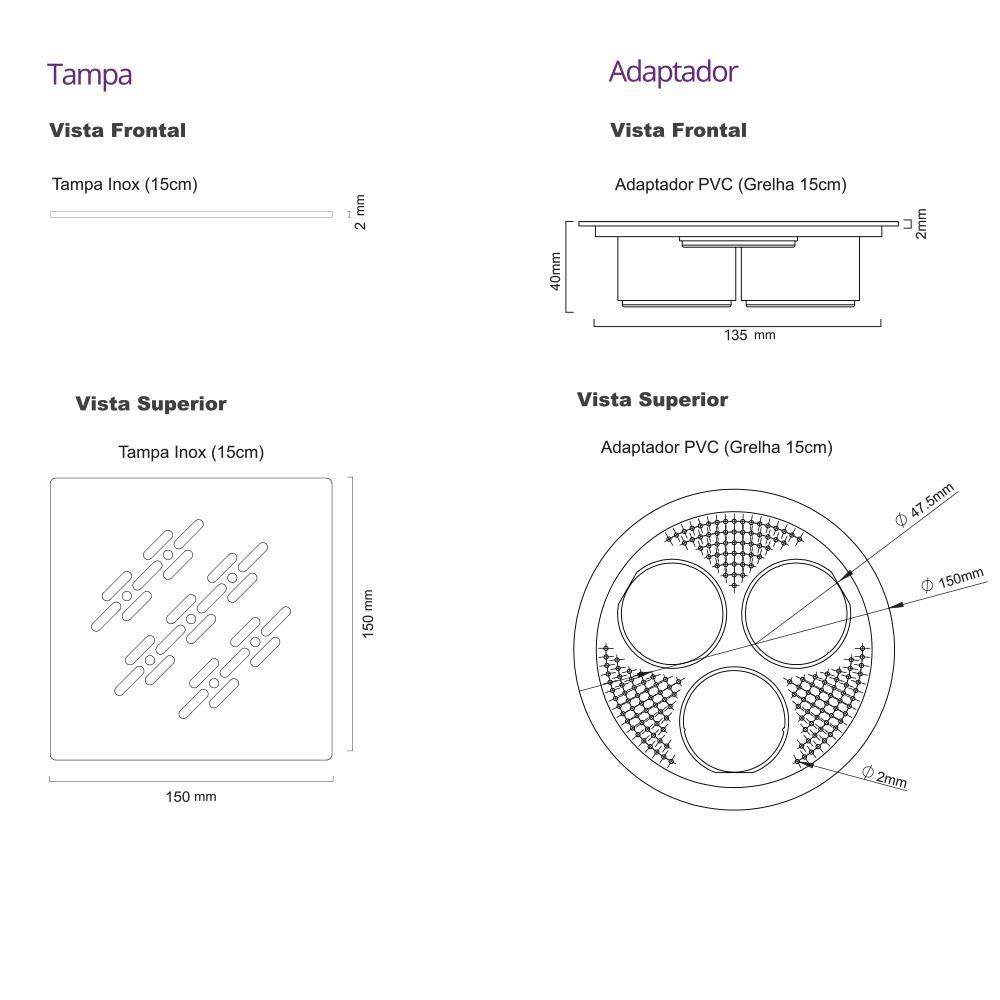 Grelha Para Caixa Sifonada Novii 15cm Inox Ralo Linear 4025 - 3