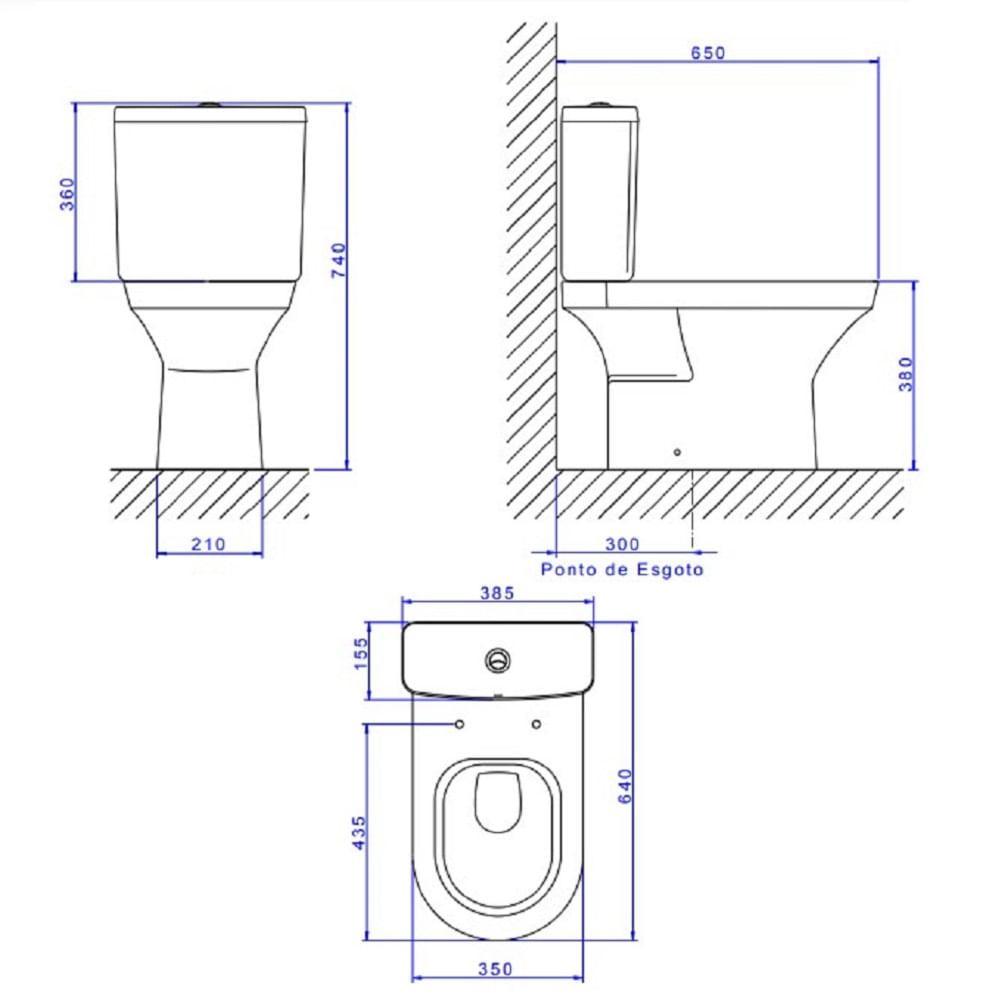 Kit Vaso Sanitário Completo Deca Level Branco Kp.480.17 Com Caixa Acoplada e Acessórios - 2