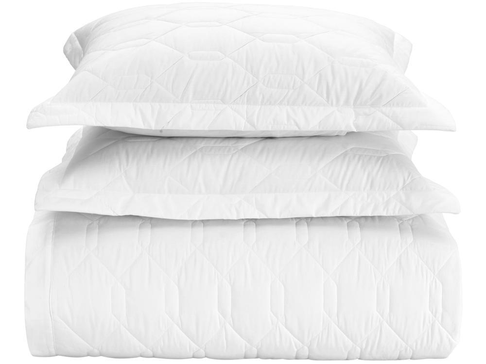 Cobre-leito Casal Karsten 100% Algodão 180 Fios Liss Azul 3 Peças - 1