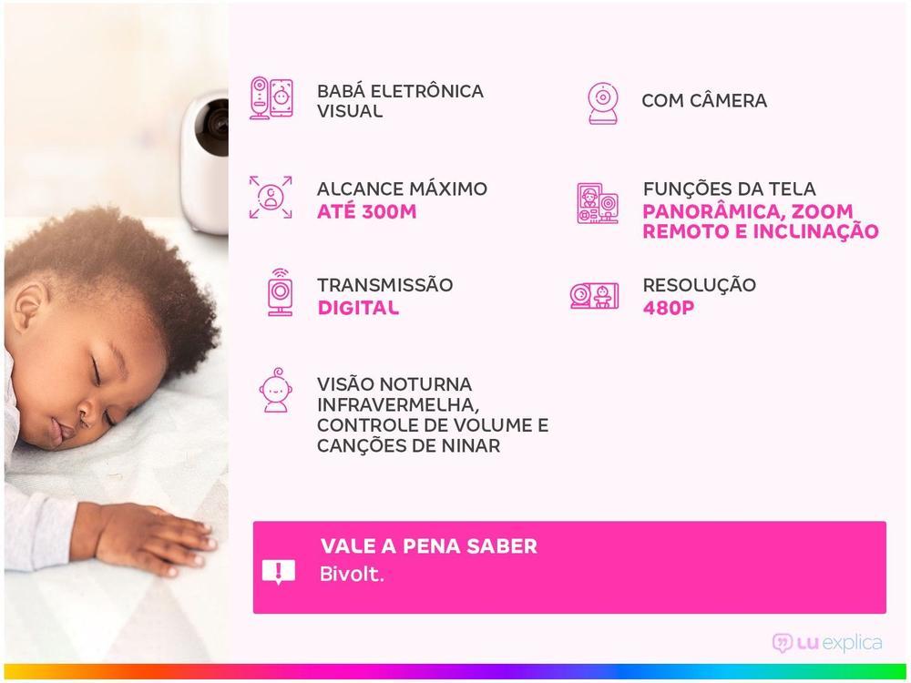 Babá Eletrônica Motorola MBP36S Tela 3,5” Monitoramento da Temperatura Ambiente Rotação - 2