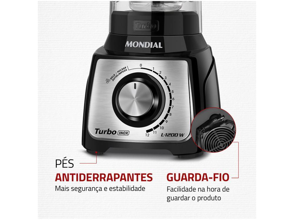 Liquidificador Mondial Turbo L-1200 BI com Filtro 12 Velocidades 1200W Inox Preto - 8