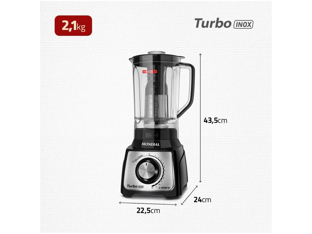 Liquidificador Mondial Turbo L-1200 BI com Filtro 12 Velocidades 1200W Inox Preto - 9
