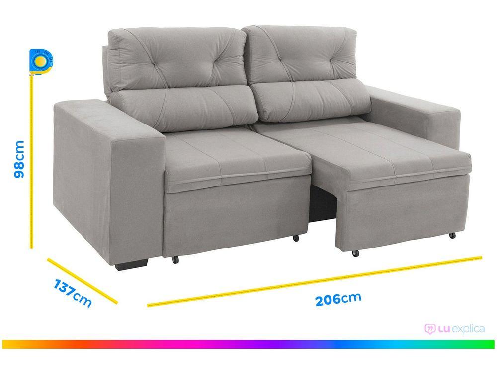 Conjunto de Sofás 2 e 3 Lugares Retrátil e - 3