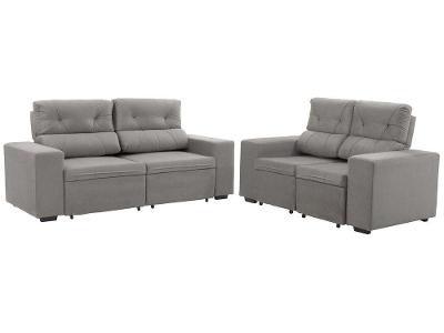 Conjunto de Sofás 2 e 3 Lugares Retrátil e