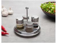 Galheteiro Vidro Forma Inox 5 Peças com Suporte - 2