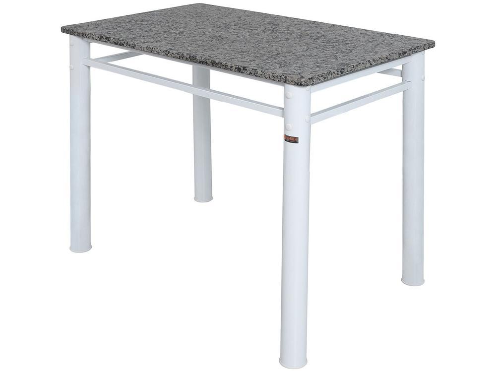 Mesa de Jantar 4 Cadeiras Retangular Aço Tampo Granito Poeme Ciplafe - 4