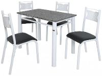 Mesa de Jantar 4 Cadeiras Retangular Aço Tampo Granito Poeme Ciplafe - 3