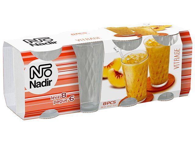 Jogo de Copos de Vidro 8 Peças 350ml Nadir Vitrage - 8