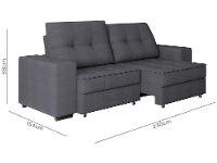 Sofá Retrátil Reclinável 4 Lugares Suede Moviment Artesano Linoforte - 7