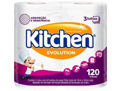 Papel Toalha Folha Tripla Kitchen Evolution 2 Unidades