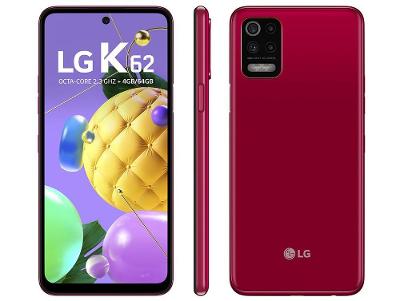 Smartphone LG K62 64GB Vermelho 4G Octa-Core - 4GB RAM Tela 6,59” Câm. Quádrupla + Selfie 13M