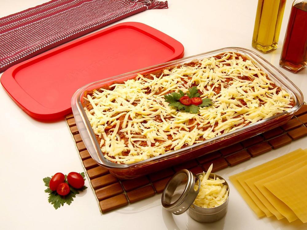 Lasanheira de Vidro Retangular 2,9L com Tampa Marinex - 11