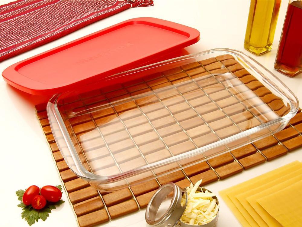 Lasanheira de Vidro Retangular 2,9L com Tampa Marinex - 3