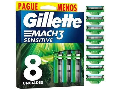 Carga para Aparelho de Barbear Gillette Mach3 Sensitive com Aloe 8 Unidades
