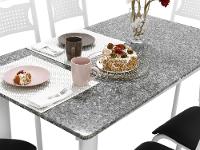 Mesa de Jantar 6 Cadeiras Retangular Aço Tampo Granito Poeme Ciplafe