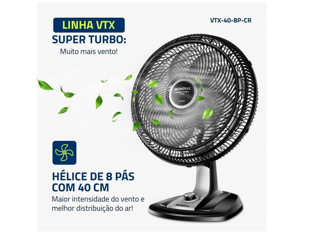 Ventilador de Mesa Mondial VTX-40-8P Turbo 40cm 3 Velocidades - 3