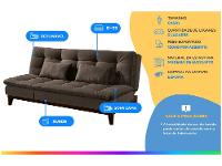 Sofá-cama Casal 3 Lugares Reclinável Suede Linoforte Jade BPM A2 - 2