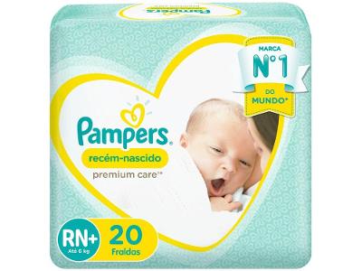 Fralda Pampers Premium Care RN+ Até 6kg 20 Unidades
