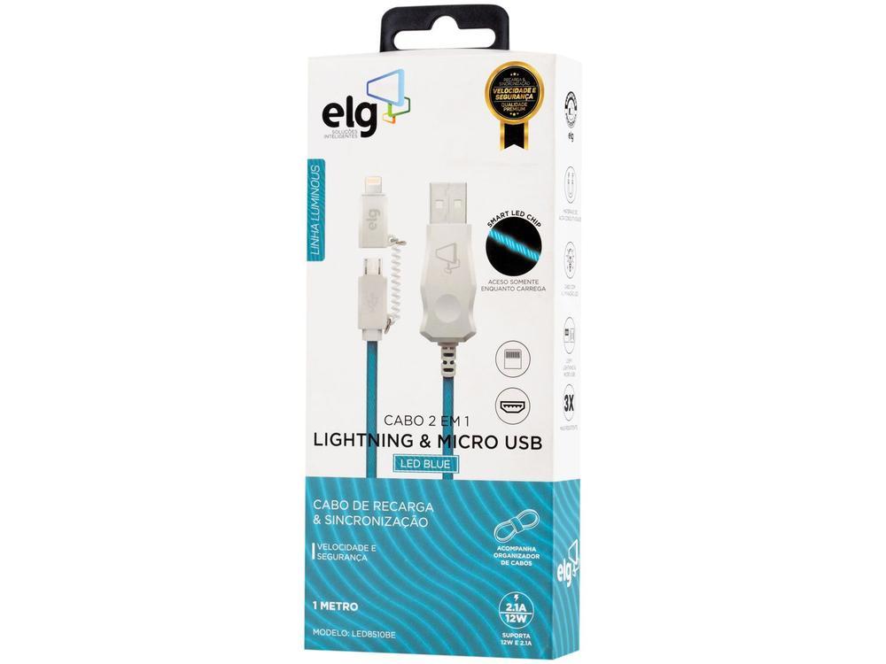 Cabo 2 em 1 Micro USB e Lightning 1m ELG Luminous - 6