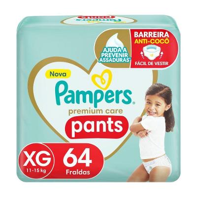 Fralda Pampers Premium Care Pants Calça Tam. XG 11 a 15kg 64 Unidades