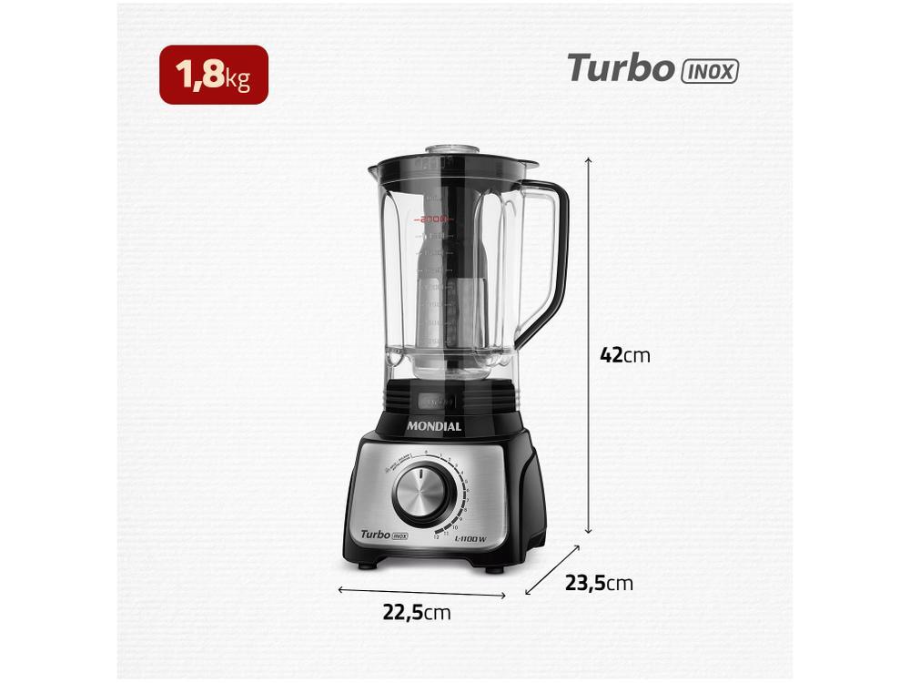 Liquidificador Mondial Turbo Inox L-1100 BI - 9