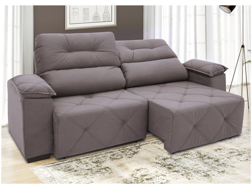 Sofá Retrátil Reclinável 4 Lugares Suede Moviment Grazzia Linoforte - 5