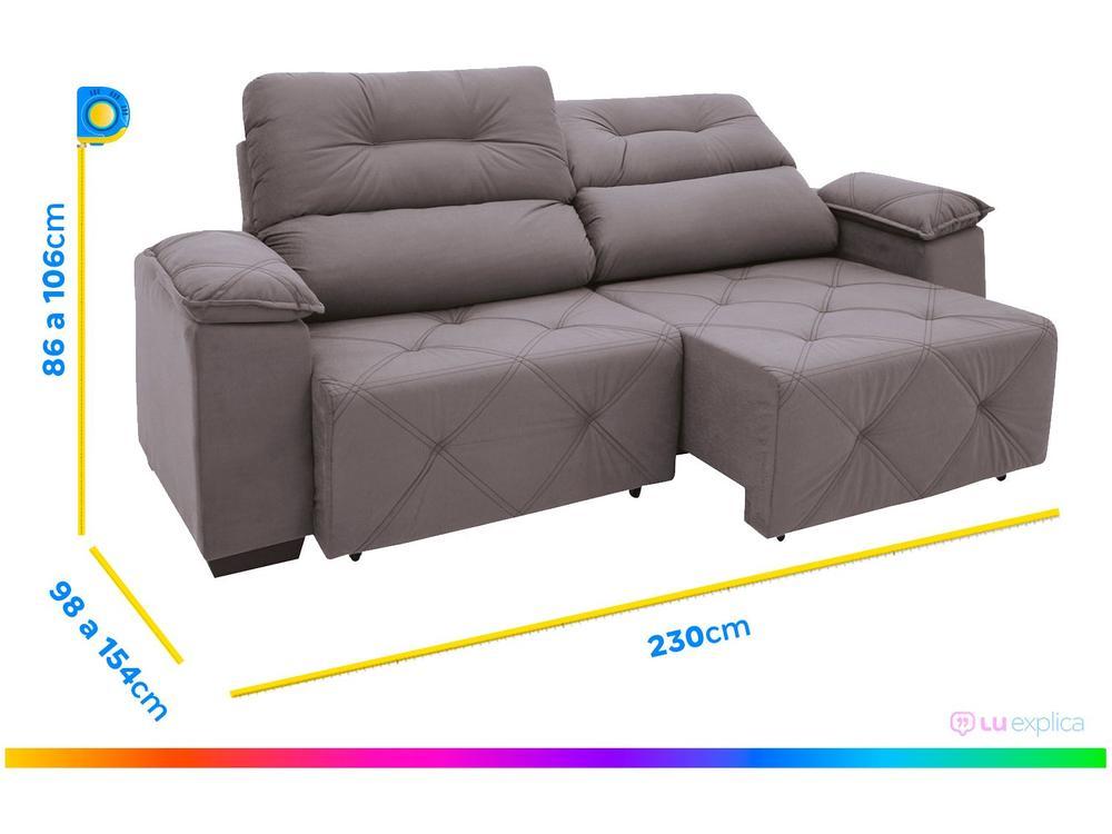 Sofá Retrátil Reclinável 4 Lugares Suede Moviment Grazzia Linoforte - 3
