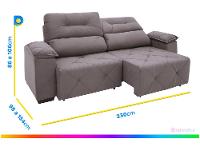 Sofá Retrátil Reclinável 4 Lugares Suede Moviment Grazzia Linoforte - 3