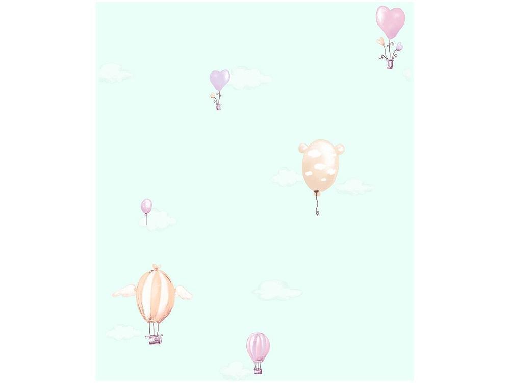 Papel de Parede Infantil Verde Balões Vinílico - 3