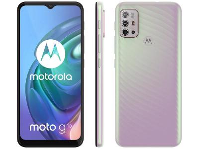 Smartphone Motorola Moto G10 64GB Branco Floral 4G 4GB RAM Tela 6,5” Câm. Quádrupla + Selfie 8M