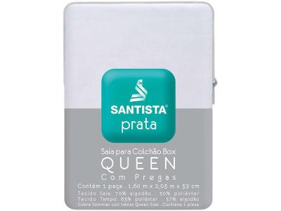 Saia para Cama Queen Size Prata 