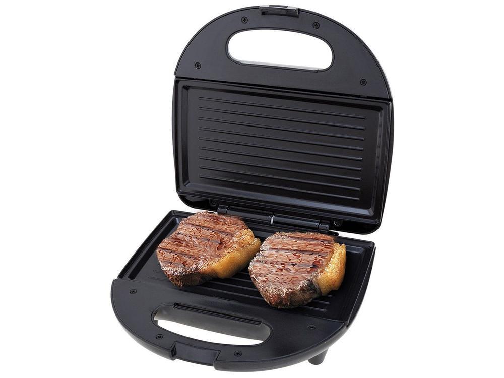 Sanduicheira Grill Britânia Preto e Cinza 750W Antiaderente Crome - 4