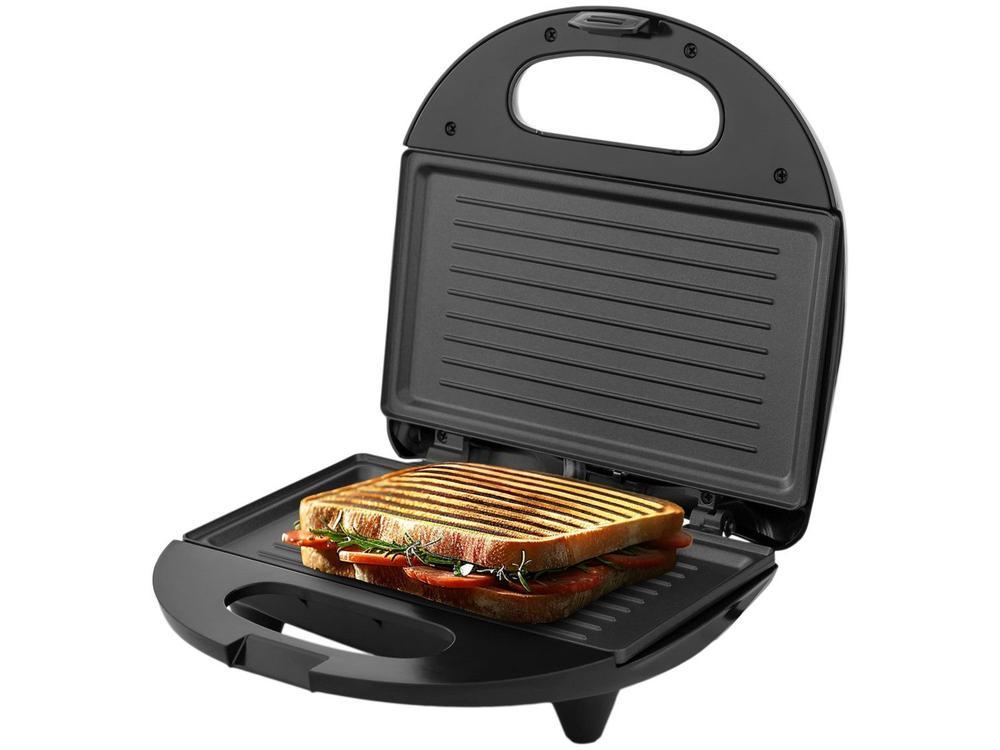 Sanduicheira Grill Britânia Preto e Cinza 750W Antiaderente Crome - 3